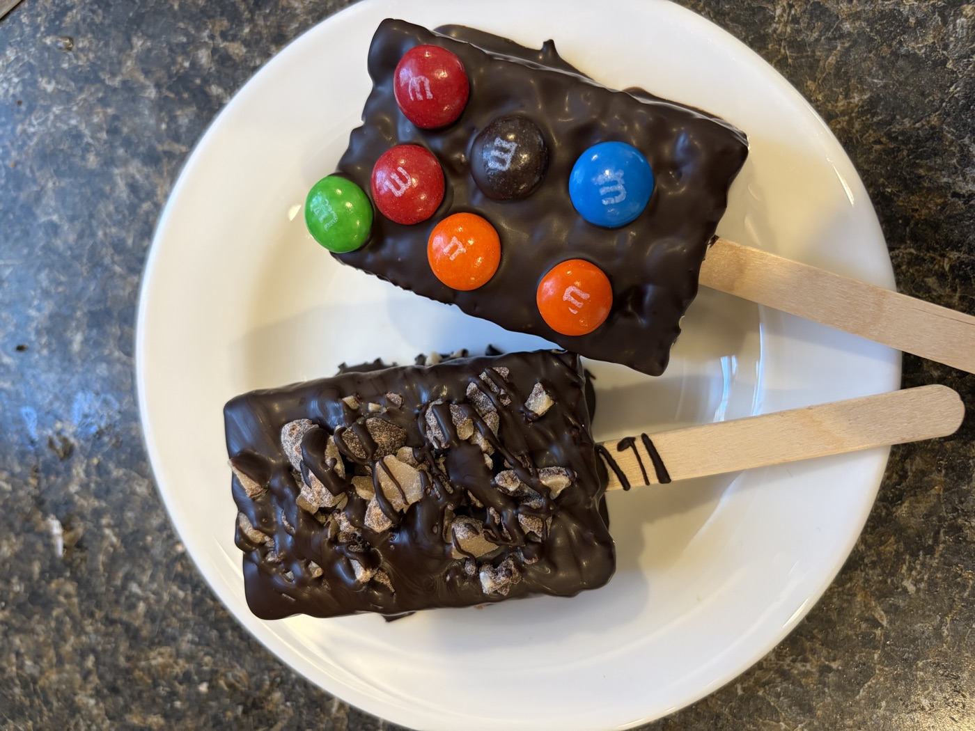Dark chocolate dipped Rice Krispy Treats