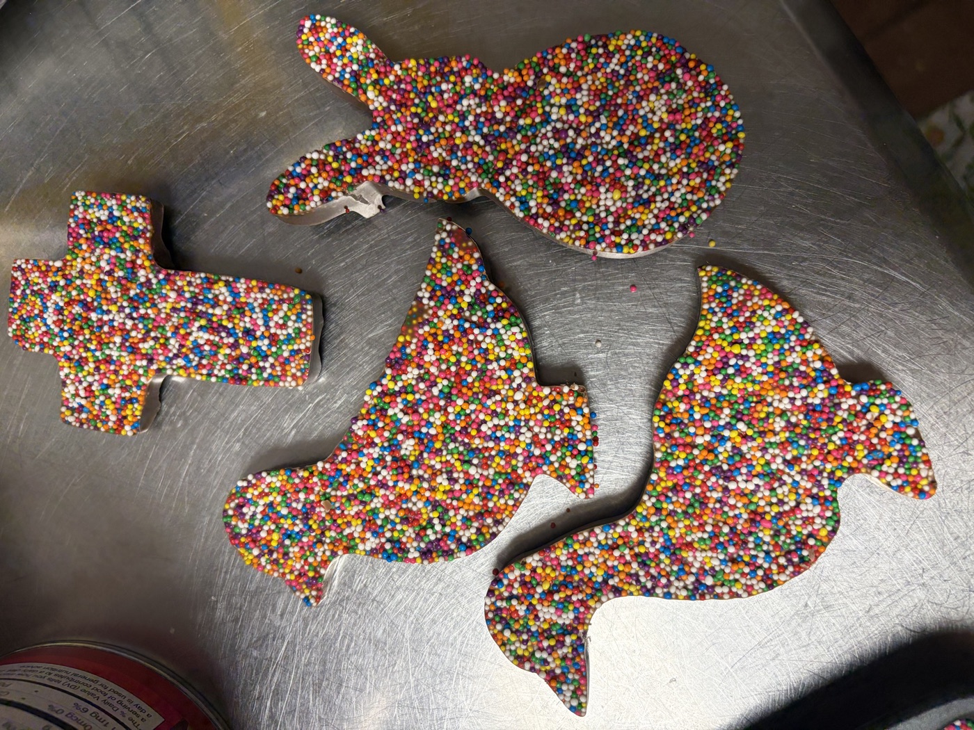 Giant Nonpareils, chocolate discs topped with nonpareils