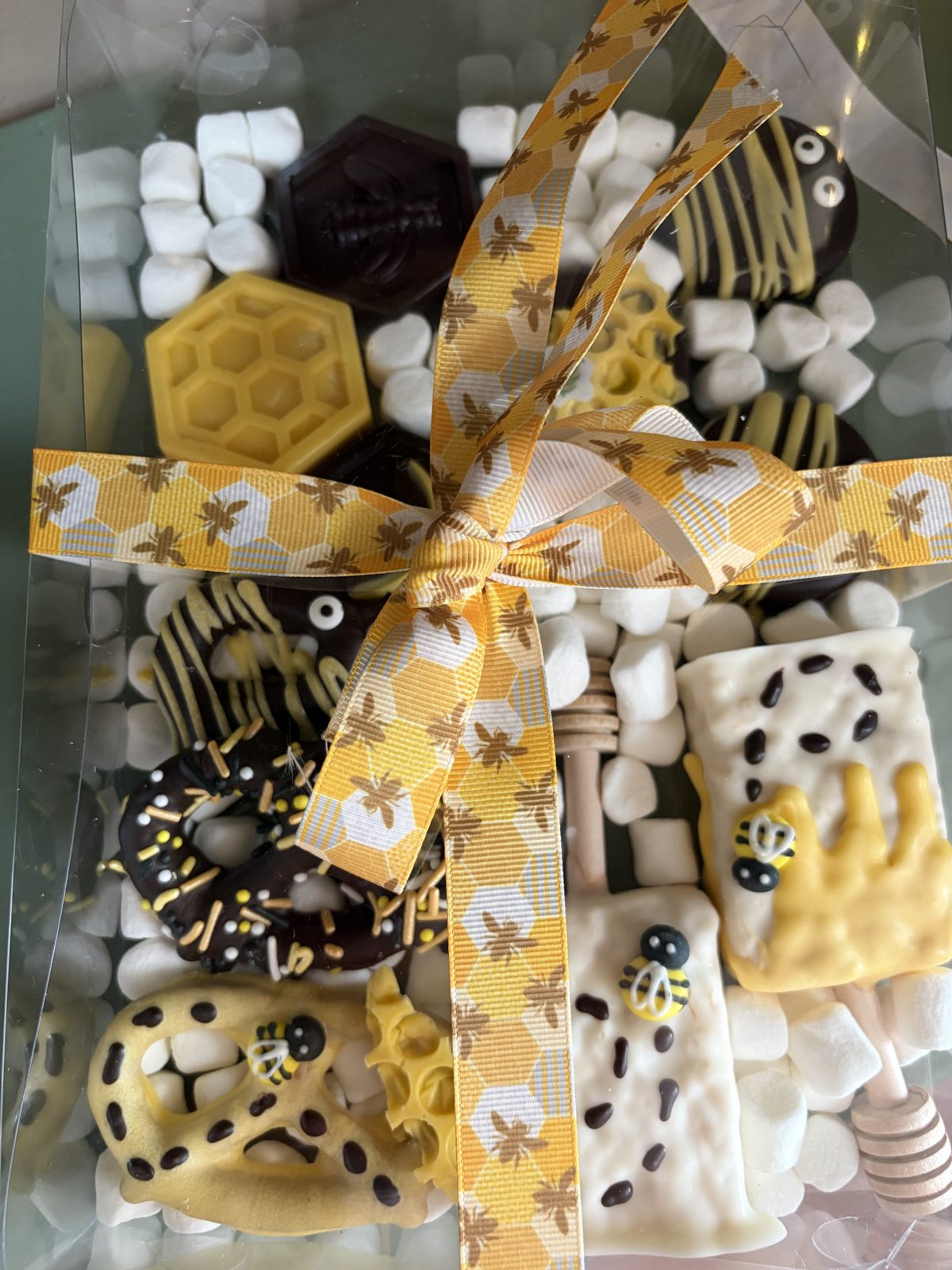 The Bees Knees gift box with bee-themed chocolate treats